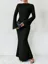 Black Solid Mock Neck Maxi Dress
