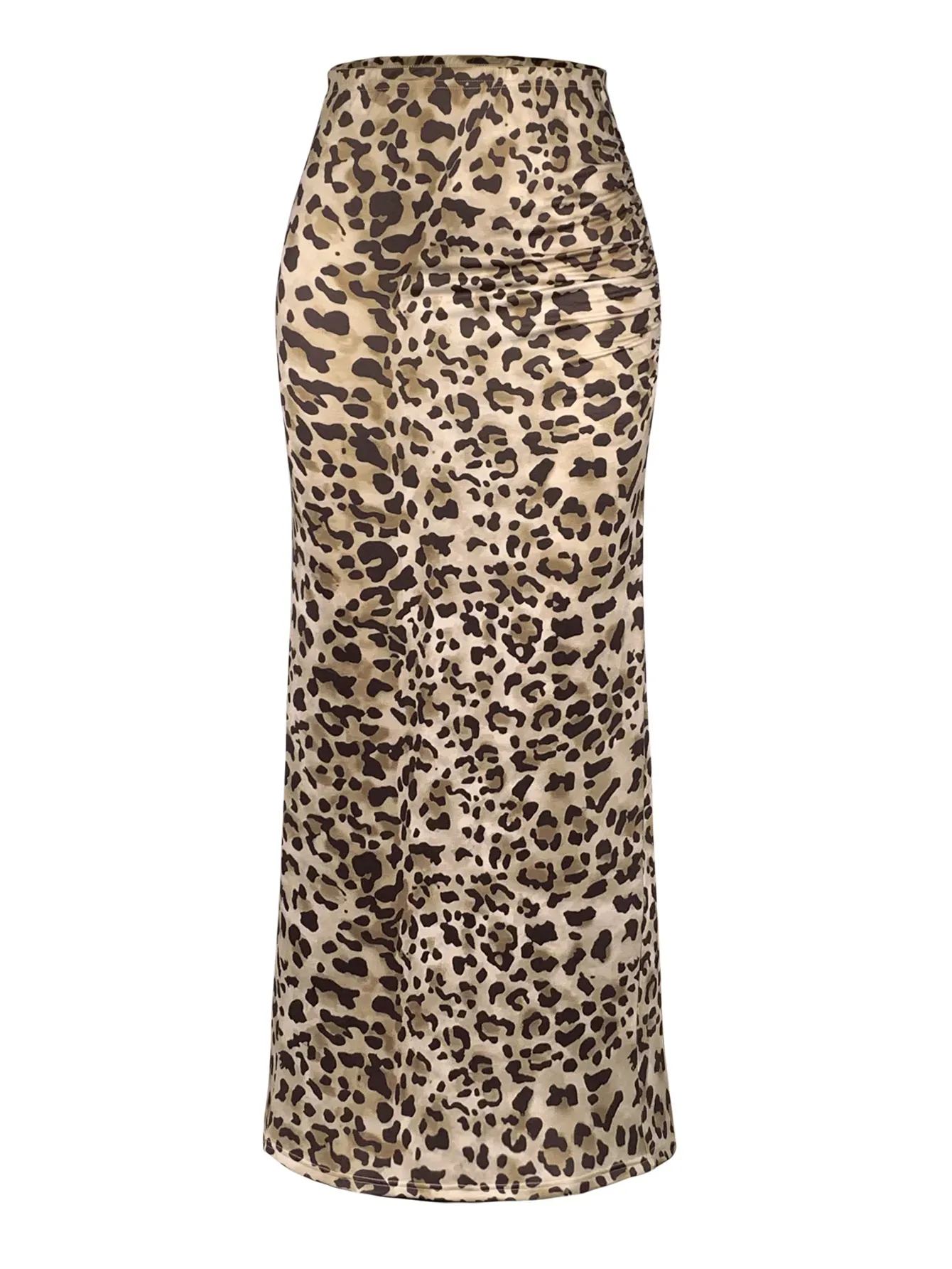Khaki Leopard Pattern Pencil Skirt NEWME