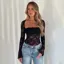 Black Lace Fitted Top