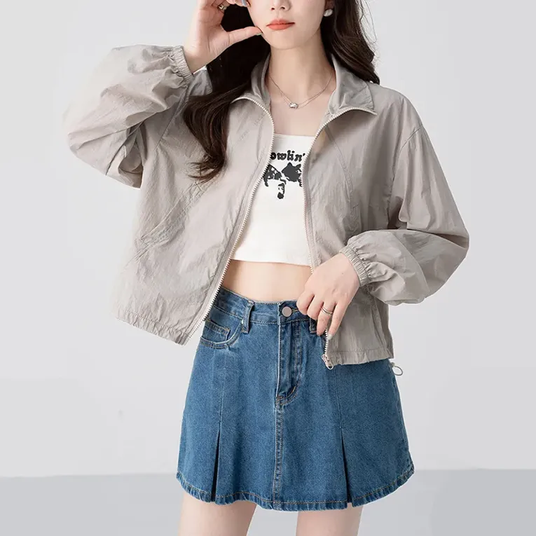 Light Grey Solid Bomber Jacket - NEWME