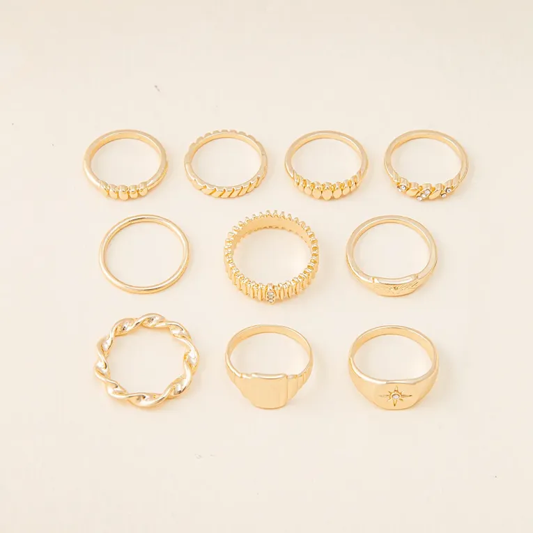 Imitation Gold Stackable Rings Set - Image 1