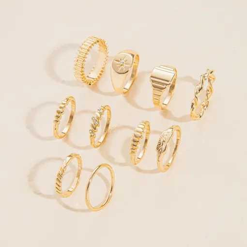 Imitation Gold Stackable Rings Set