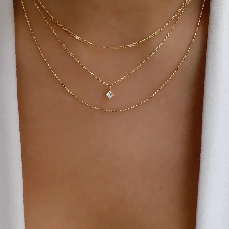 Imitation Gold Embellished Layered Necklace - NEWME