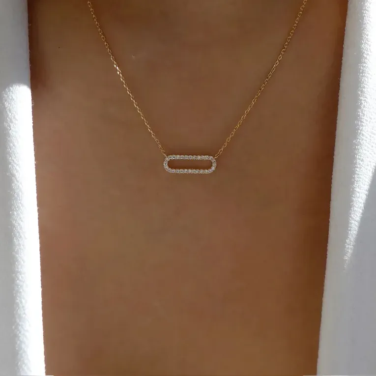 Imitation Gold Geometric Pendant Chain Necklace - Image 1