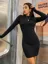 Black Solid Bodycon Dress