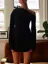 Black Solid Asymmetric Neck Micro Mini Dress