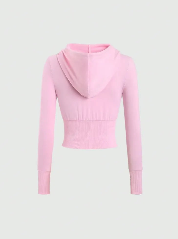 Light Pink Cropped Workout Hoodie - NEWME
