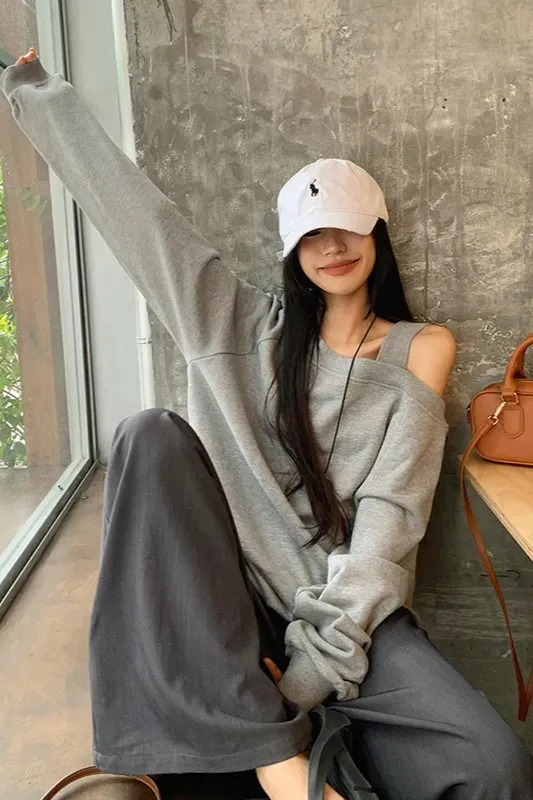 Striped Light Knit Pull-Over - Grey main image 0