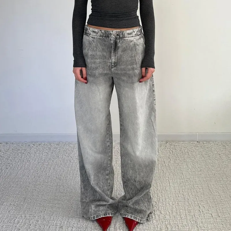 Light Grey Solid Loose Fit Jeans