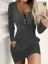 Dark Grey Ribbed Bodycon Dress