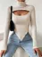 Cream Cut Out Turtle Neck Top