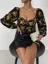Black Floral Sweetheart Neck Crop Top