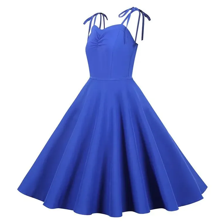 Blue Solid Fit And Flare Maxi Dress - Image 1