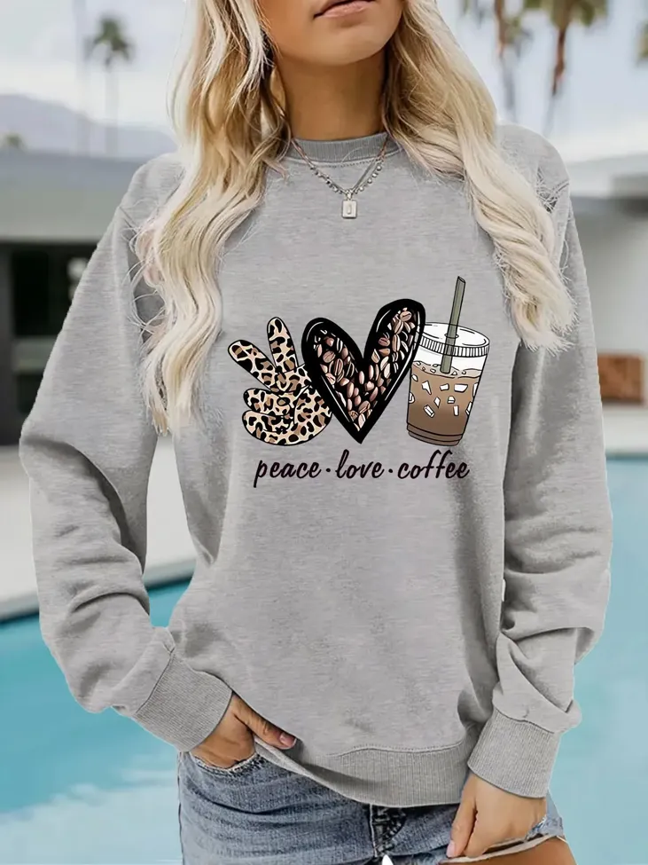 Light Grey Graphic Crew Neck Sweatshirt - Image 1