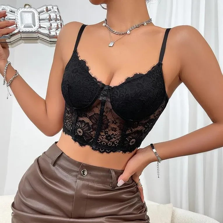 Black Lace Corset Top - Image 1