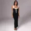 Black Solid Tie Up Sheath Dress