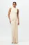 Cream Solid Waist Tie Up Maxi Dress