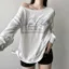 White Typographic Off Shoulder Relaxed Top