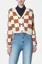 Brown Checkered Cropped Cardigan