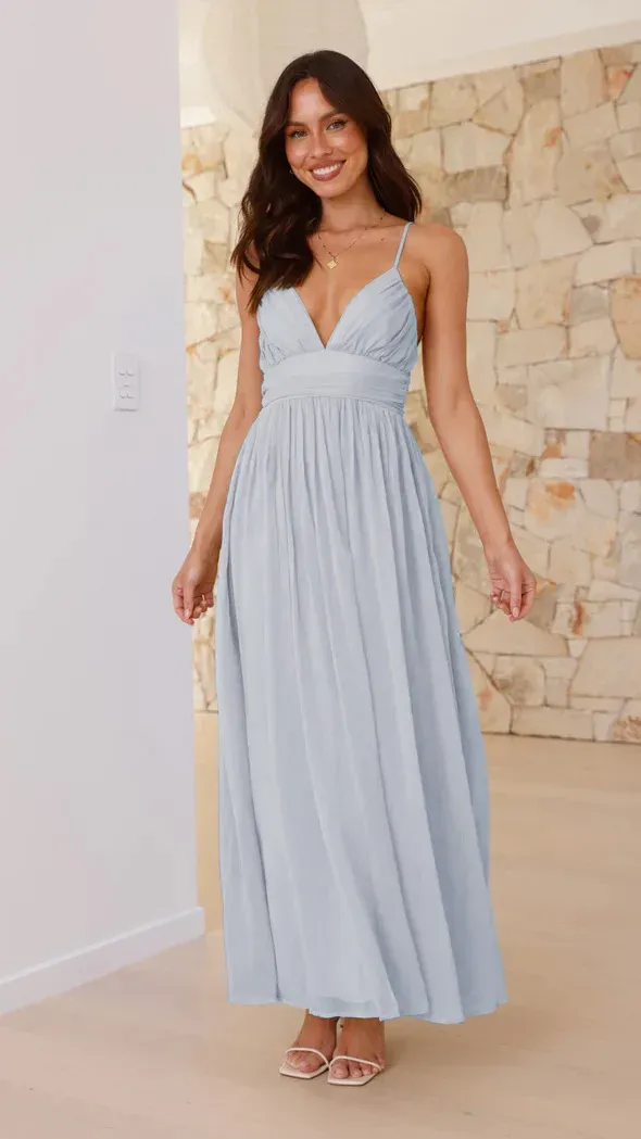 Floreya Apricot Elegant French Style Cinched Waist Maxi Dress With Cutout Back, F | ChicGrl