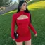Red High Neck Bodycon Micro Mini Dress