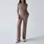 Brown Solid Crew Neck Co Ord Set