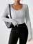 Light Grey Solid Round Neck Ribbed Top
