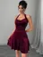Burgundy Solid Halter Neck Mini Dress