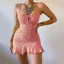 Peach Floral Ruffle Detail Dress