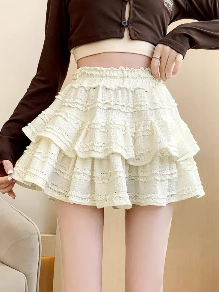 Off White Textured Micro Mini Skirt - NEWME