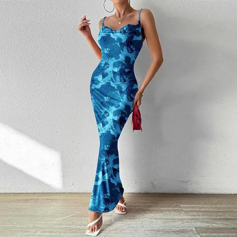 Purple Floral Halter Neck Bodycon Dress - NEWME