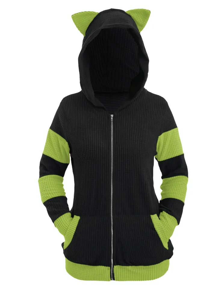 Black Neon Color Blocked Hoodie Sweatshirt - Image 1