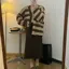 Brown Cream Striped Knitted Cardigan