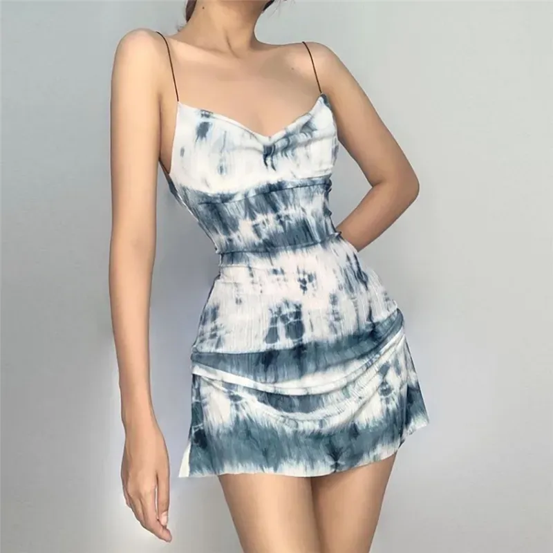 watch me ruche tie dye mini dress Watch Me Ruche Tie Dye Mini Dress - Green