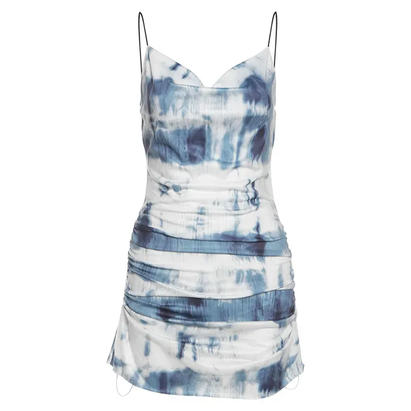 watch me ruche tie dye mini dress Watch Me Ruche Tie Dye Mini Dress - Green
