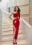 Red Velour Slit Co Ord Set