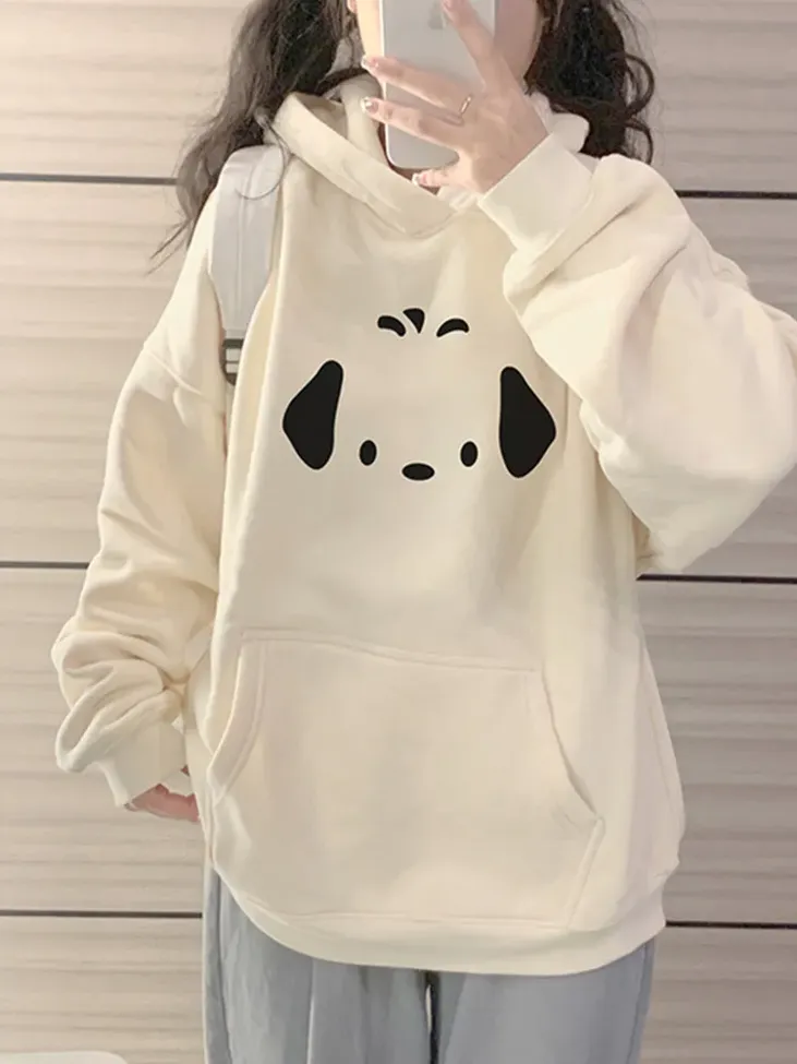 White Graphic Print Hooded Sweatshirt - Image 1
