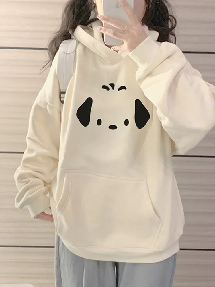 White Graphic Print Hooded Sweatshirt