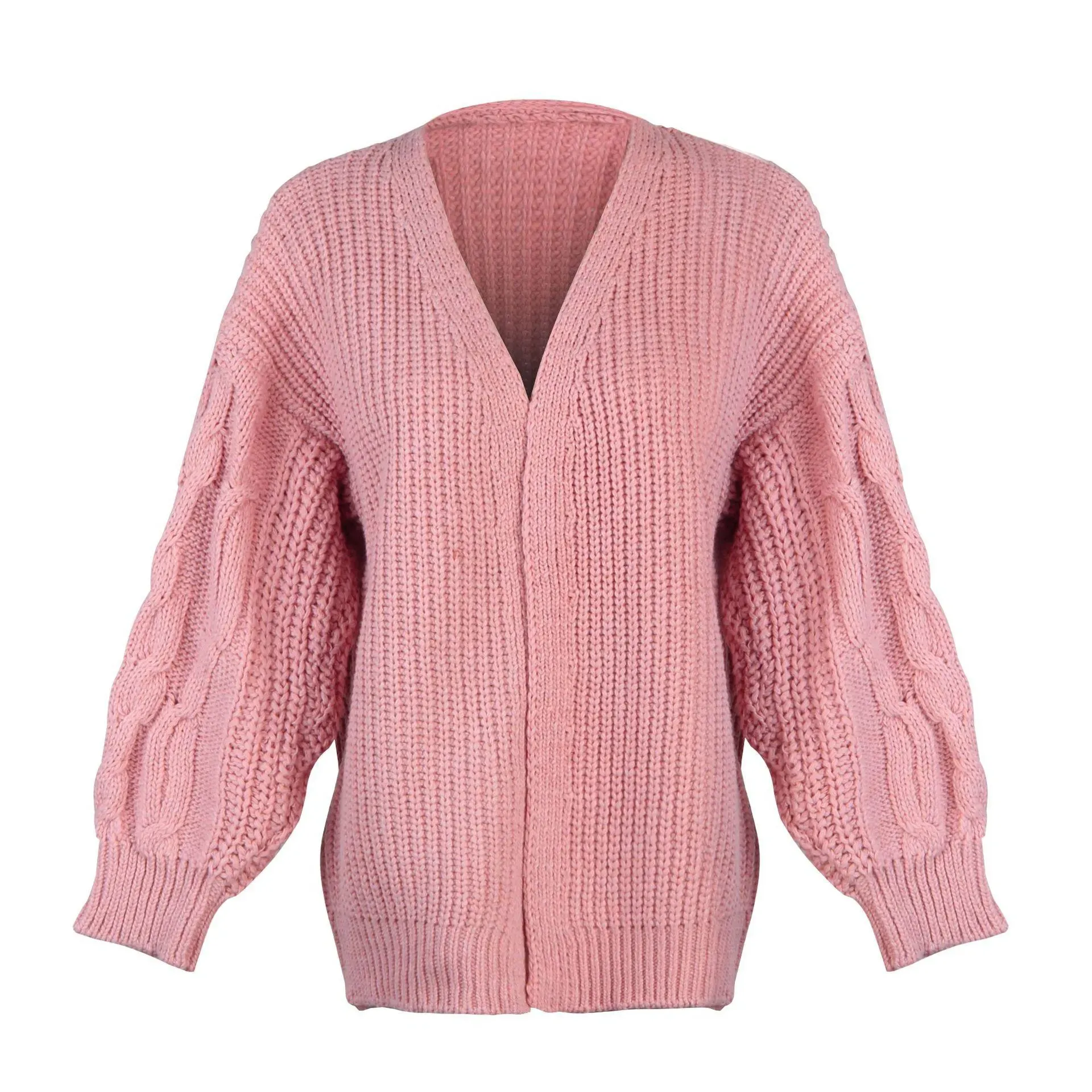 Light Pink Knitted V-Neck Cardigan