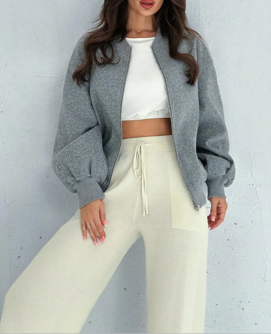 Light Grey Solid Casual Jacket - NEWME