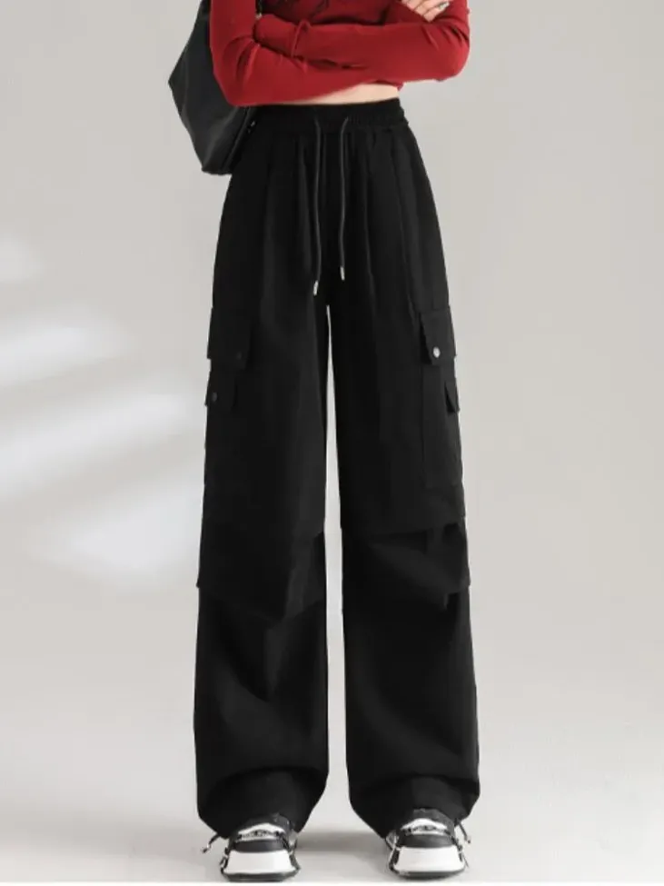 Black Solid Cargo Trousers - Image 1