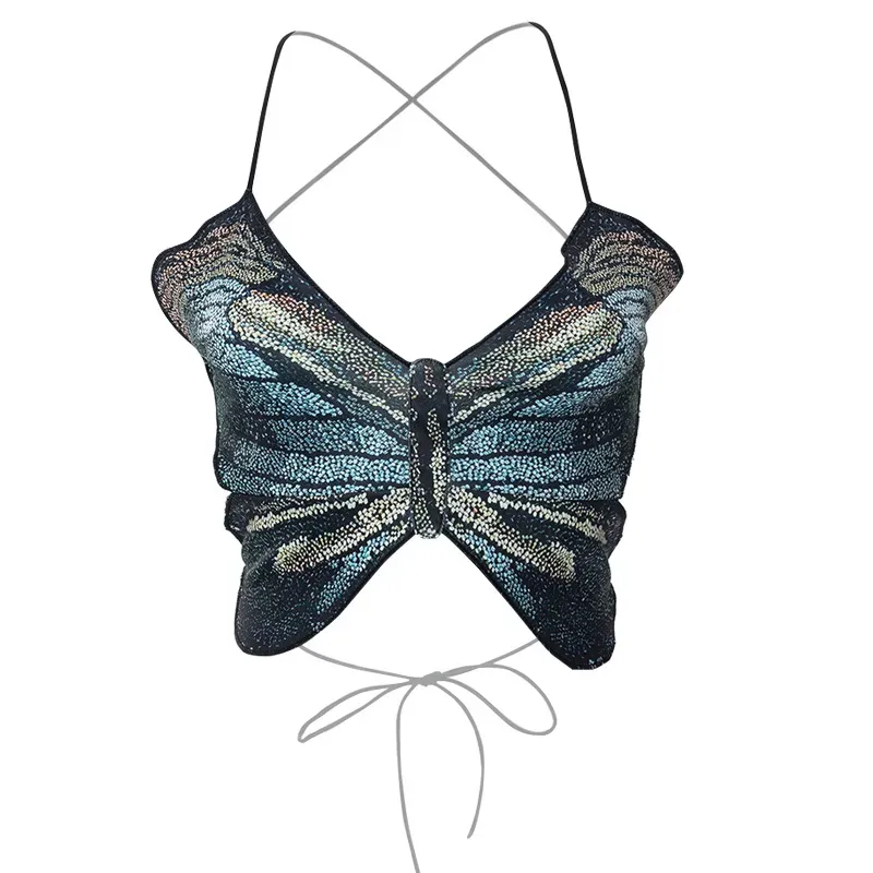 THEREDTHREAD】S butterfly halter tops