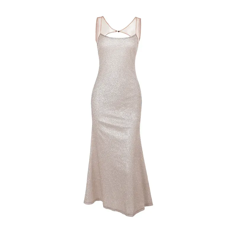 Silver Sequins Maxi Dress - NEWME