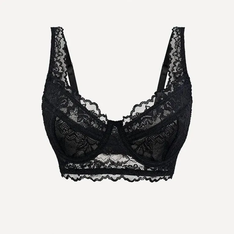 Black Lace Stylised Bra - Image 1