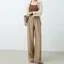 Light Brown Solid Wide Leg Trouser