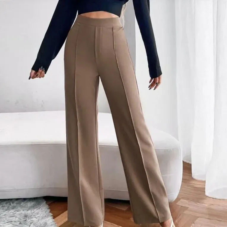 Brown Solid Pleat Front Trouser - Image 1