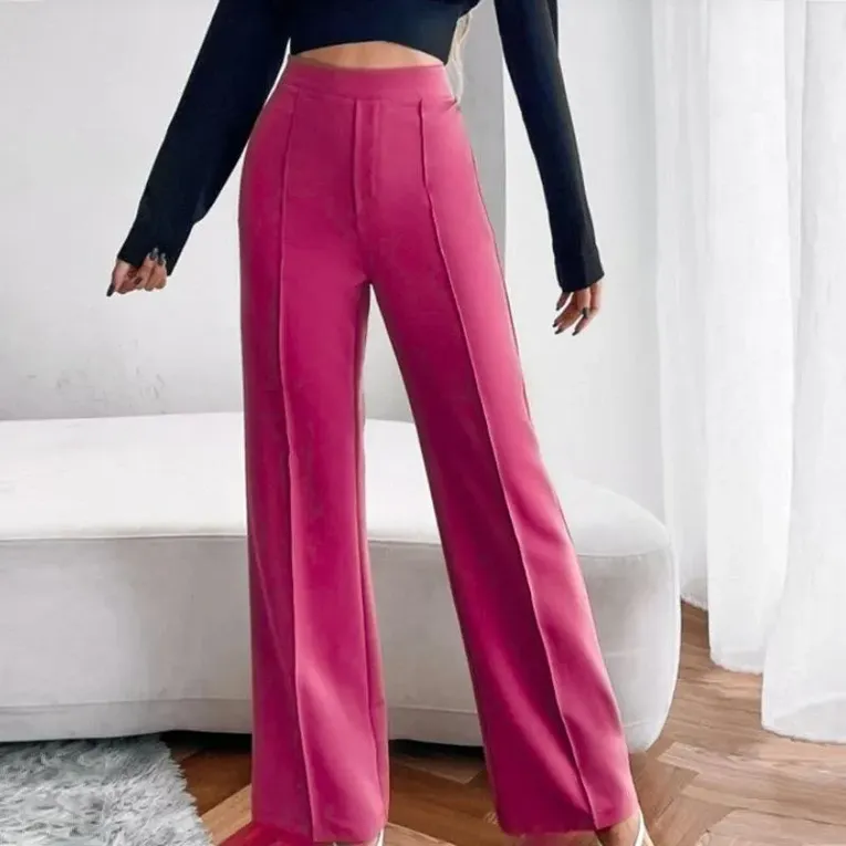Magenta Solid Pleat Front Trouser - Image 1