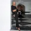 Black Solid One Shoulder Co Ord Set