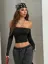 Black Off Shoulder Crop Top