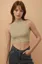 Beige Solid High-Neck Crop Top